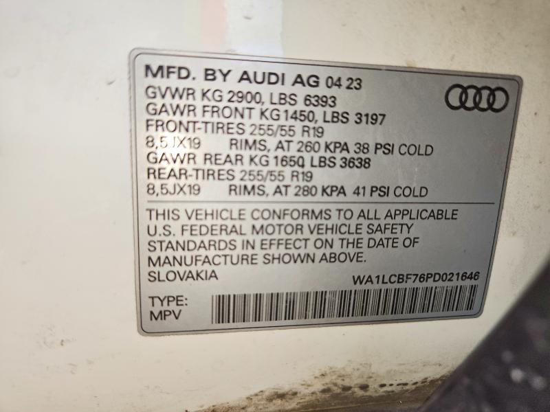 Продаж на аукціоні авто 2023 Audi Q7, vin: WA1LCBF76PD021646, номер лоту: 57050126