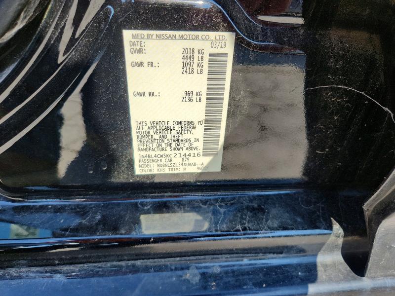 56460156 :رقم المزاد ، 1N4BL4CW5KC214416 vin ، 2019 Nissan Altima مزاد بيع