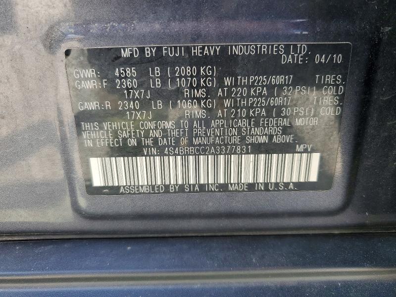 Aukcja sprzedaży 2010 Subaru Outback, vin: 4S4BRBCC2A3377831, numer aukcji: 55774136