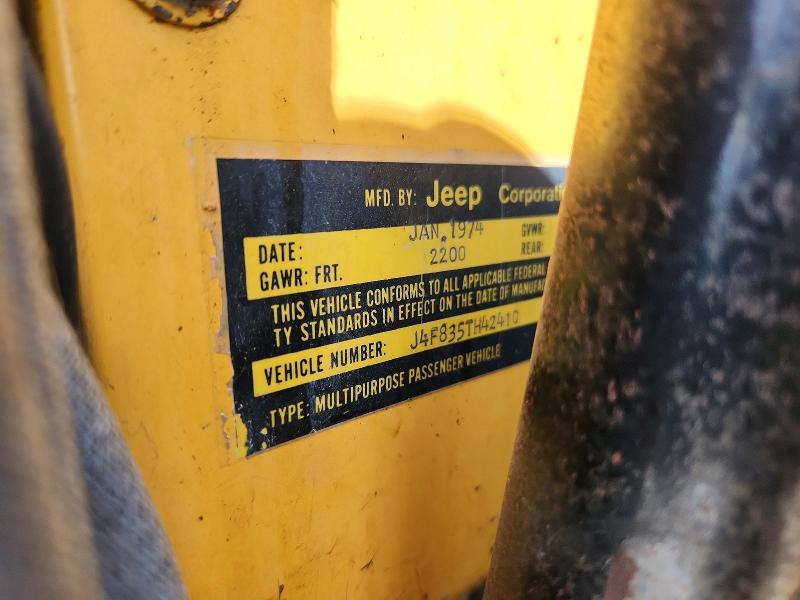 Продажа на аукционе авто 1974 Jeep Cj7 Scrambler, vin: J4F835TH42410, номер лота: 56125026