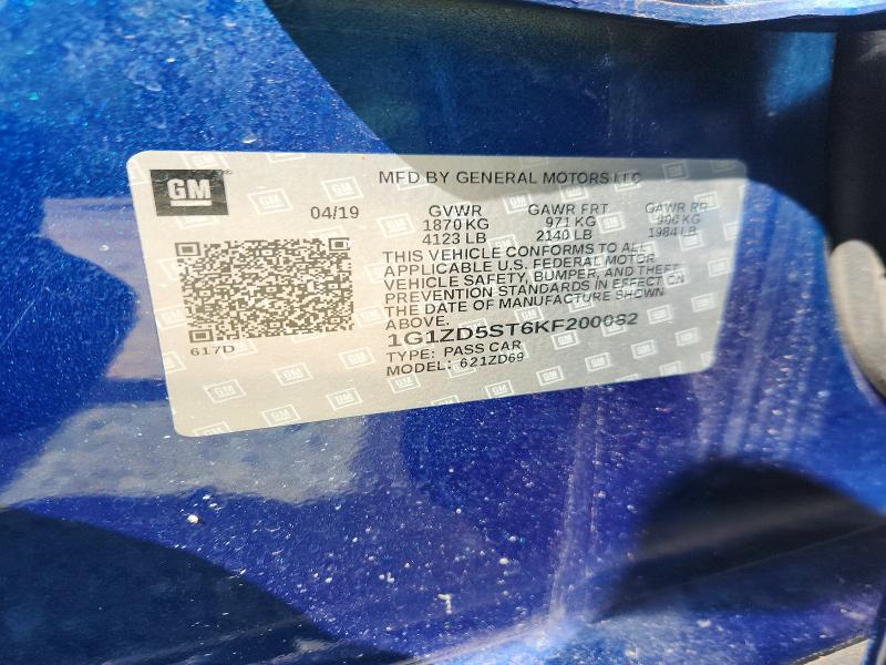 57339086 :رقم المزاد ، 1G1ZD5ST6KF200082 vin ، 2019 Chevrolet Malibu مزاد بيع