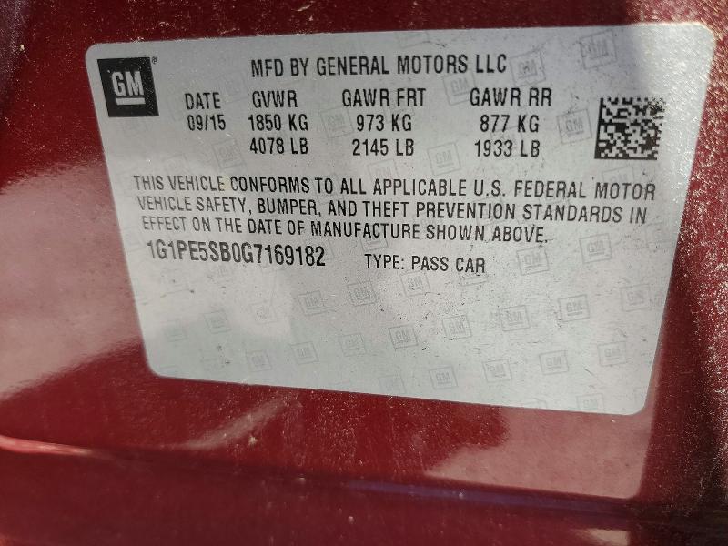 2016 Chevrolet Cruze Limited მანქანა იყიდება აუქციონზე, vin: 1G1PE5SB0G7169182, აუქციონის ნომერი: 55844386