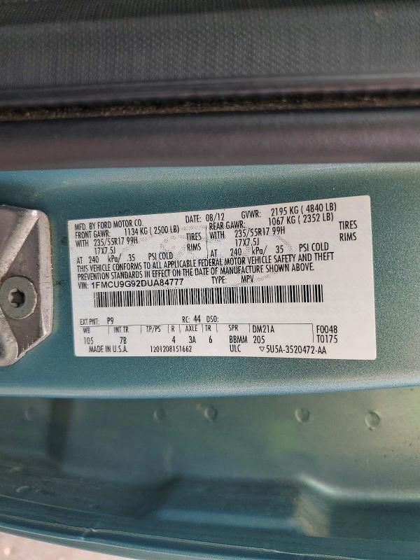 Продаж на аукціоні авто 2013 Ford Escape, vin: 1FMCU9G92DUA84777, номер лоту: 58094836