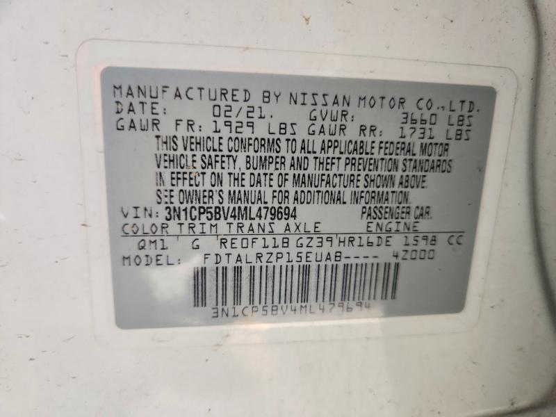 Продаж на аукціоні авто 2021 Nissan Kicks, vin: 3N1CP5BV4ML479694, номер лоту: 56835056