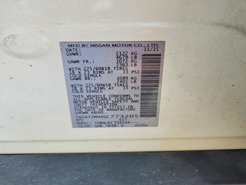 2016 Nissan Rogue მანქანა იყიდება აუქციონზე, vin: 5N1AT2MVXGC773205, აუქციონის ნომერი: 57954886