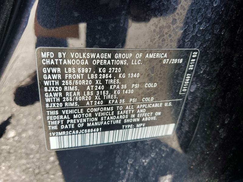 56986976 :رقم المزاد ، 1V2MR2CA9JC589491 vin ، 2018 Volkswagen Atlas مزاد بيع