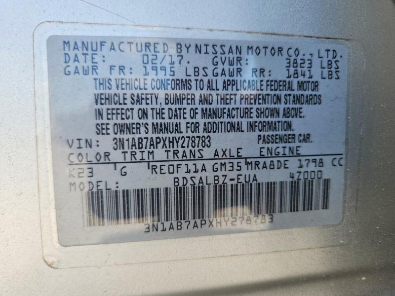 Продажа на аукционе авто 2017 Nissan Sentra, vin: 3N1AB7APXHY278783, номер лота: 56116396