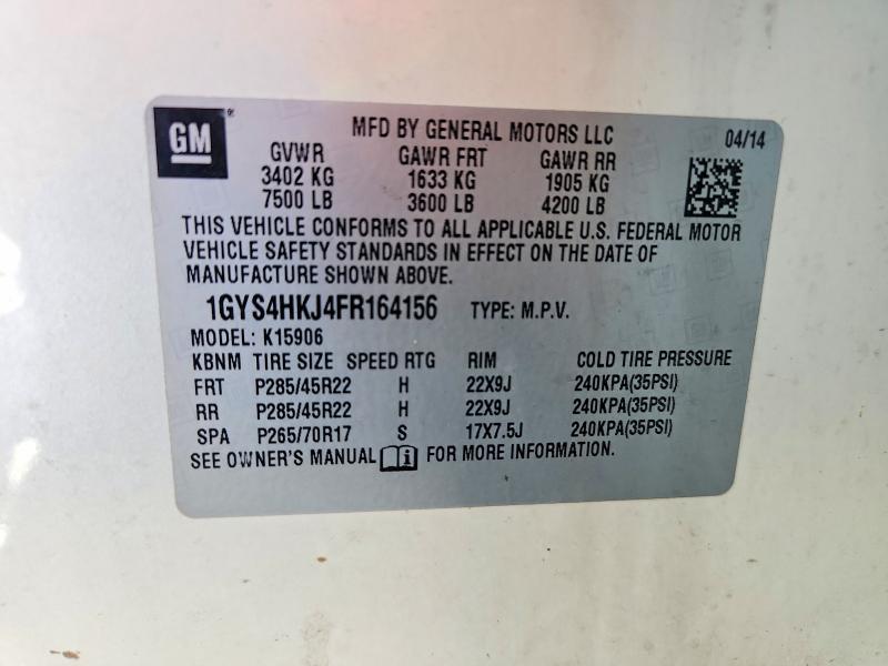 56126756 :رقم المزاد ، 1GYS4HKJ4FR164156 vin ، 2015 Cadillac Escalade مزاد بيع