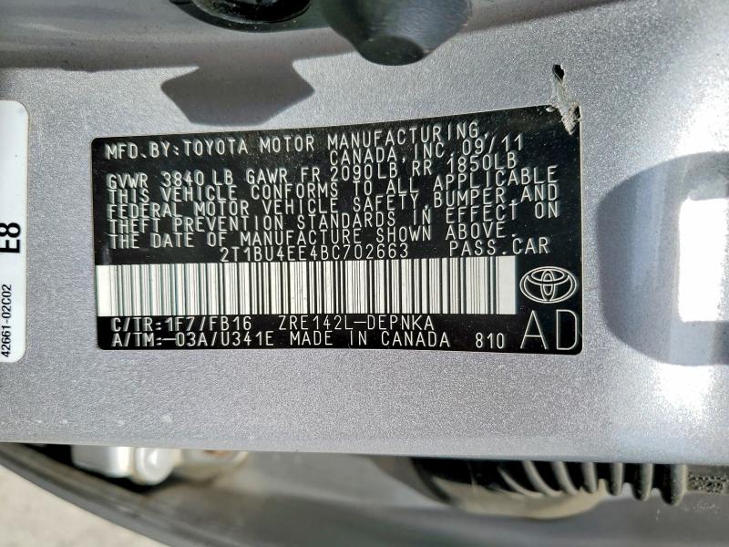 Продажа на аукционе авто 2011 Toyota Corolla, vin: 2T1BU4EE4BC702663, номер лота: 56951606