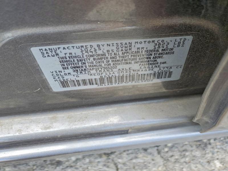 Продаж на аукціоні авто 2015 Nissan Sentra, vin: 3N1AB7AP9FY365202, номер лоту: 58475856