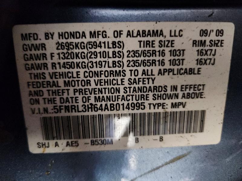 2010 Honda Odyssey მანქანა იყიდება აუქციონზე, vin: 5FNRL3H64AB014995, აუქციონის ნომერი: 56613736