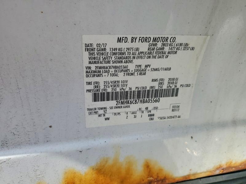 2017 Ford Flex მანქანა იყიდება აუქციონზე, vin: 2FMHK6C87HBA05560, აუქციონის ნომერი: 58165106