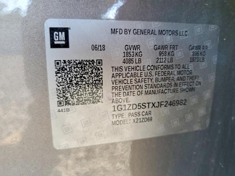 Продаж на аукціоні авто 2018 Chevrolet Malibu, vin: 1G1ZD5STXJF246982, номер лоту: 58394446