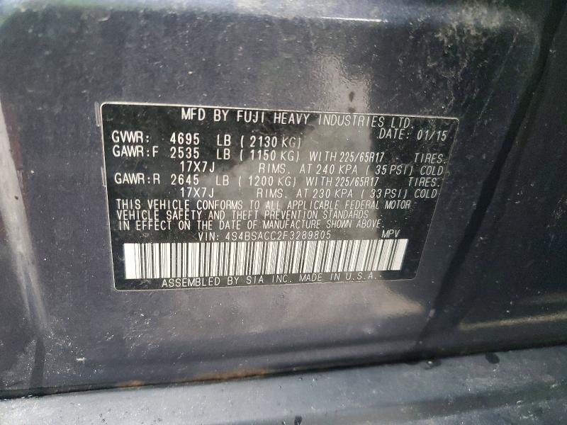 Продаж на аукціоні авто 2015 Subaru Outback, vin: 4S4BSACC2F3289805, номер лоту: 59242706