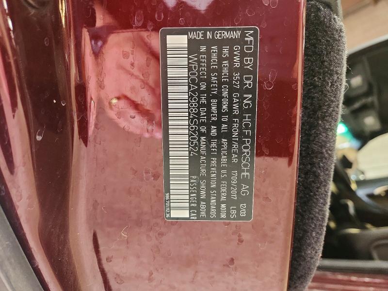 2004 Porsche Boxster მანქანა იყიდება აუქციონზე, vin: WP0CA29884S620524, აუქციონის ნომერი: 57417176