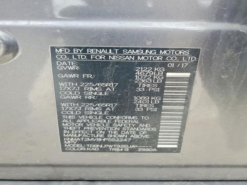 Продаж на аукціоні авто 2017 Nissan Rogue, vin: KNMAT2MV8HP552247, номер лоту: 55763146