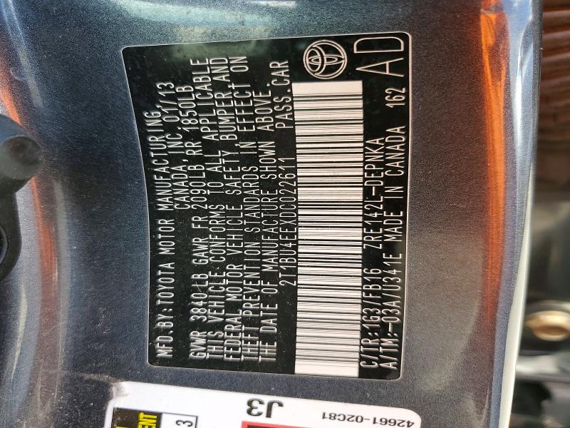 Продаж на аукціоні авто 2013 Toyota Corolla, vin: 2T1BU4EEXDC022611, номер лоту: 55555176