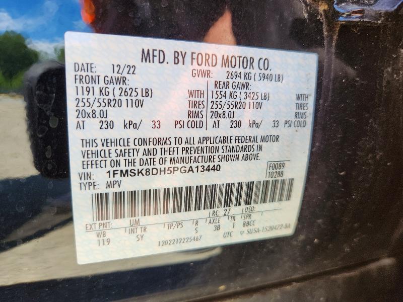 56995376 :رقم المزاد ، 1FMSK8DH5PGA13440 vin ، 2023 Ford Explorer مزاد بيع