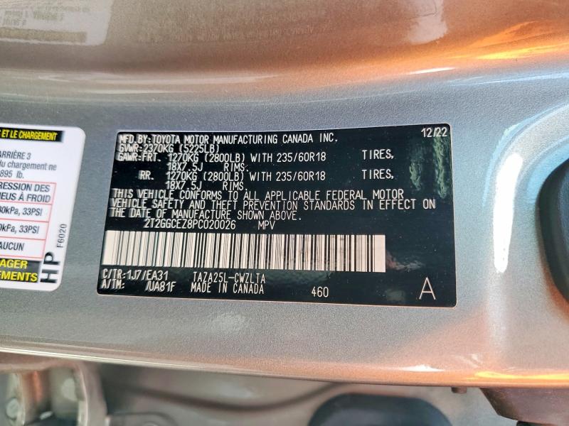 57686206 :رقم المزاد ، 2T2GGCEZ8PC020026 vin ، 2023 Lexus Nx مزاد بيع