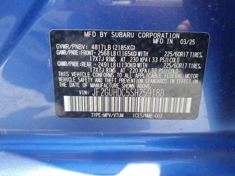 Продажа на аукционе авто 2025 Subaru Crosstrek, vin: JF2GUHDC5SH259188, номер лота: 56979856