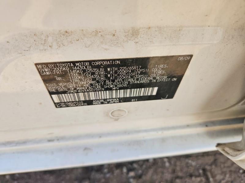 55414336 :رقم المزاد ، JTMZF4DVXA5015919 vin ، 2010 Toyota Rav4 مزاد بيع
