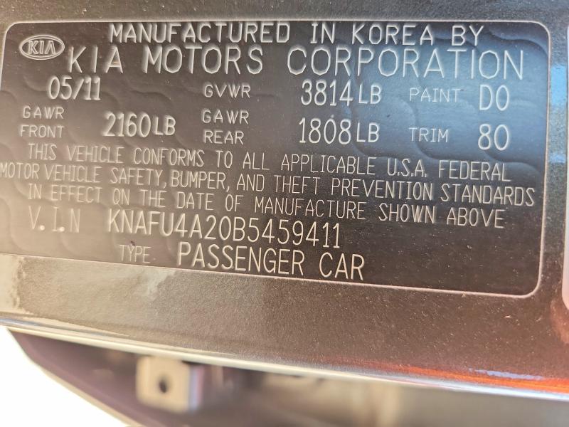 Aukcja sprzedaży 2011 Kia Forte, vin: KNAFU4A20B5459411, numer aukcji: 59084616