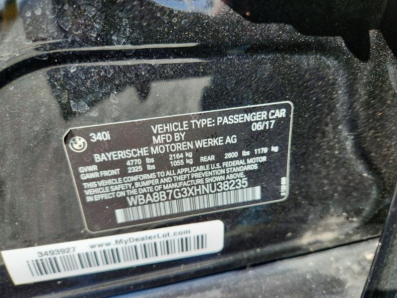 Продажа на аукционе авто 2017 Bmw 340, vin: WBA8B7G3XHNU38235, номер лота: 58011516