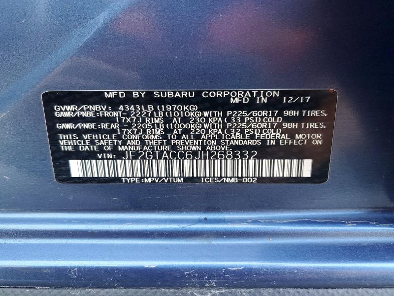 Продаж на аукціоні авто 2018 Subaru Crosstrek, vin: JF2GTACC6JH268332, номер лоту: 59075256