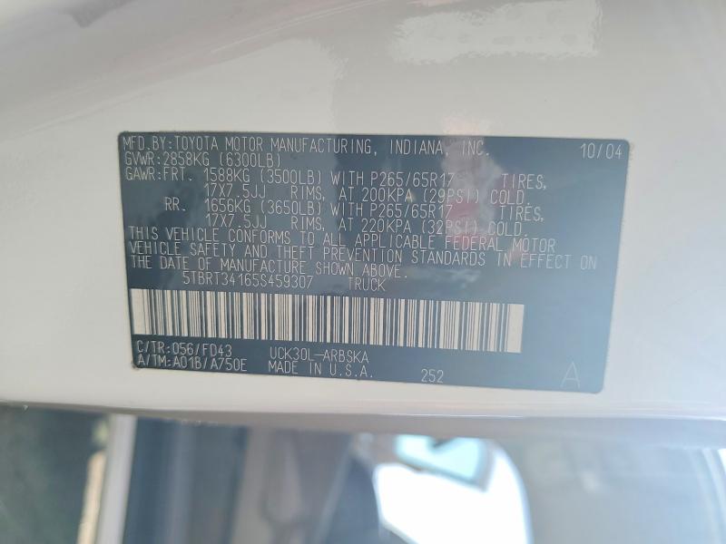 56322306 :رقم المزاد ، 5TBRT34165S459307 vin ، 2005 Toyota Tundra مزاد بيع