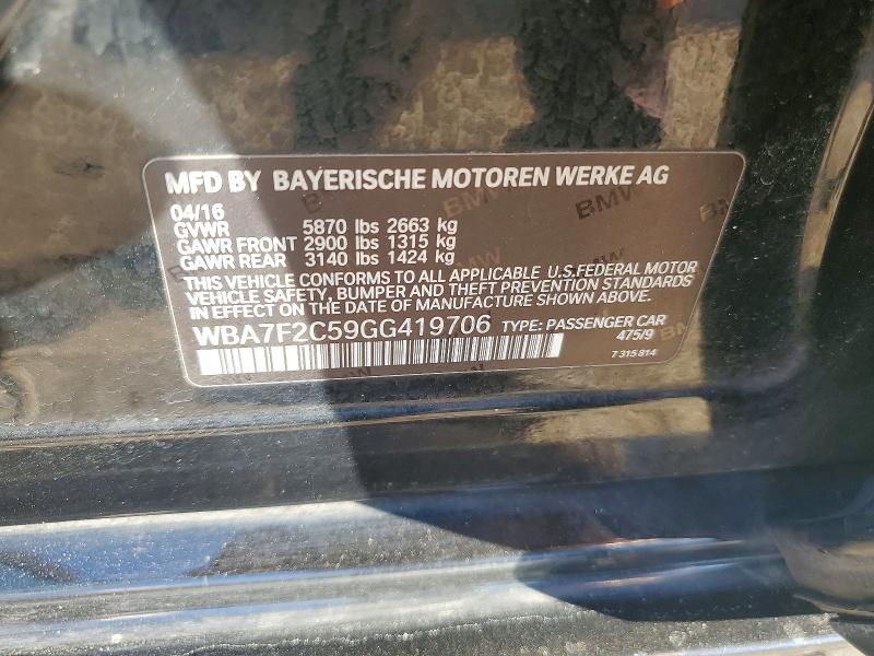 55608376 :رقم المزاد ، WBA7F2C59GG419706 vin ، 2016 Bmw 750 مزاد بيع