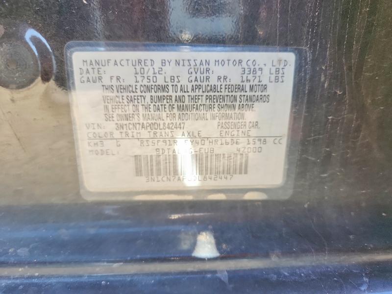 Продажа на аукционе авто 2013 Nissan Versa, vin: 3N1CN7AP0DL842447, номер лота: 56434496