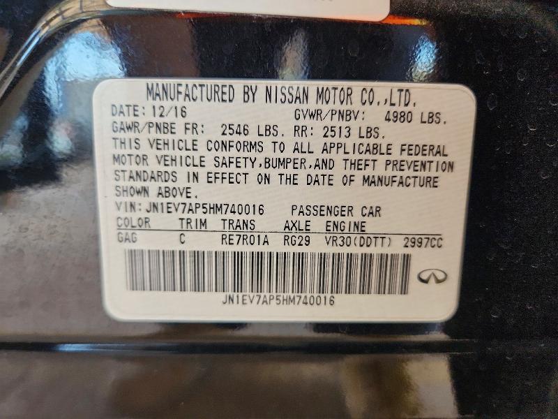 Aukcja sprzedaży 2017 Infiniti Q50, vin: JN1EV7AP5HM740016, numer aukcji: 57419556