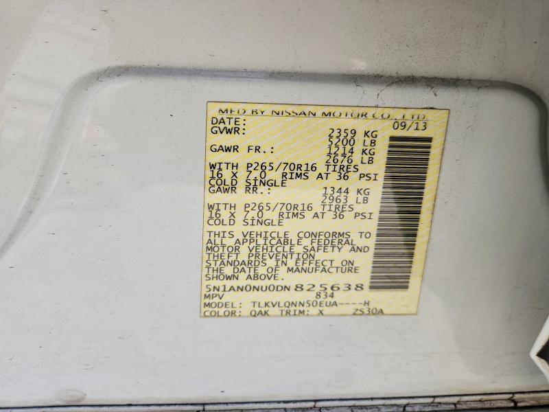 2013 Nissan Xterra მანქანა იყიდება აუქციონზე, vin: 5N1AN0NU0DN825638, აუქციონის ნომერი: 57028816