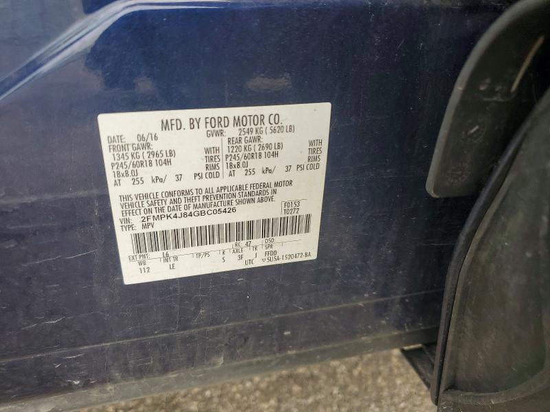 2016 Ford Edge მანქანა იყიდება აუქციონზე, vin: 2FMPK4J84GBC05426, აუქციონის ნომერი: 57714996