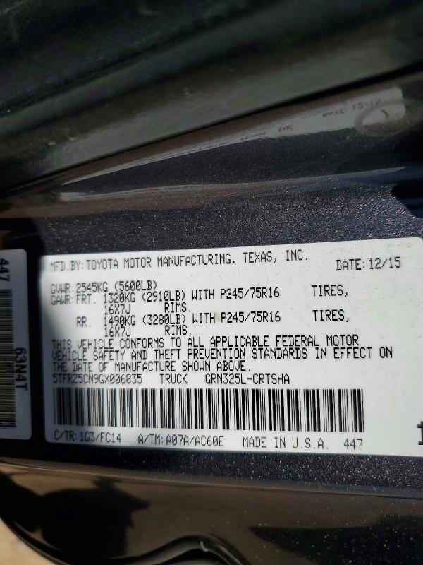 Aukcja sprzedaży 2016 Toyota Tacoma, vin: 5TFRZ5CN9GX006835, numer aukcji: 56182716
