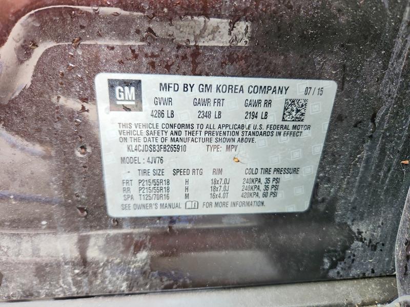Aukcja sprzedaży 2015 Buick Encore, vin: KL4CJDSB3FB265910, numer aukcji: 56465646