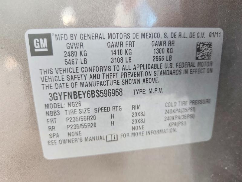Продажа на аукционе авто 2011 Cadillac Srx, vin: 3GYFNBEY6BS596968, номер лота: 55344176