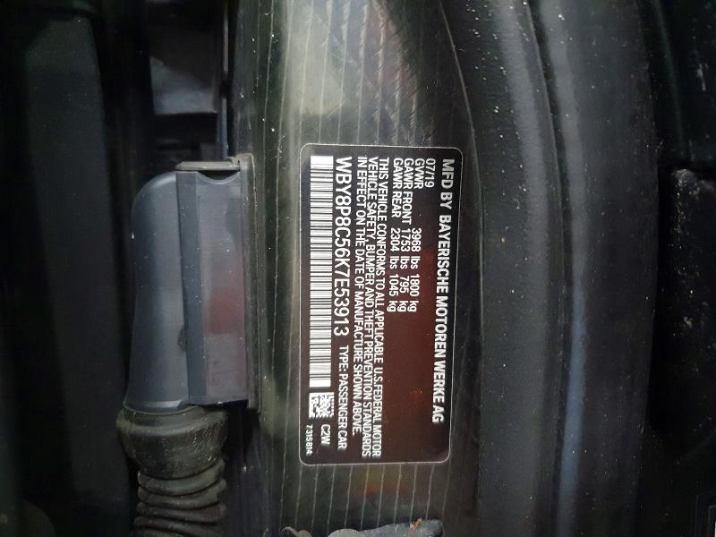Продаж на аукціоні авто 2019 Bmw I3, vin: WBY8P8C56K7E53913, номер лоту: 55005556