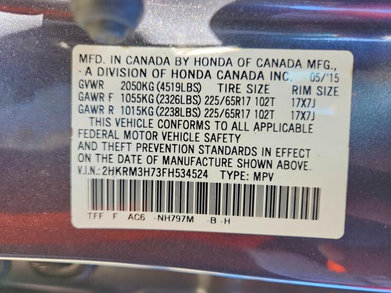 Продажа на аукционе авто 2015 Honda Cr-v, vin: 2HKRM3H73FH534524, номер лота: 55524286