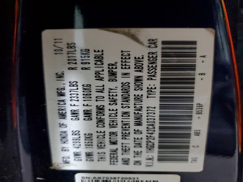 55226086 :رقم المزاد ، 1HGCP2F42CA037372 vin ، 2012 Honda Accord مزاد بيع