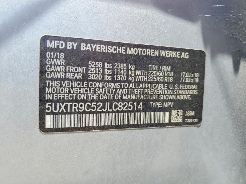 Auction sale of the 2018 Bmw X3, vin: 5UXTR9C52JLC82514, lot number: 58320926