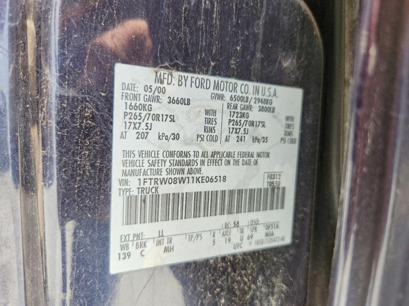 58074526 :رقم المزاد ، 1FTRW08W11KE06518 vin ، 2001 Ford F150 مزاد بيع