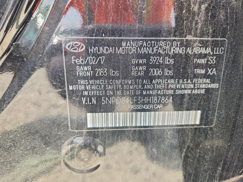 2017 Hyundai Elantra მანქანა იყიდება აუქციონზე, vin: 5NPD84LF3HH187864, აუქციონის ნომერი: 57259556