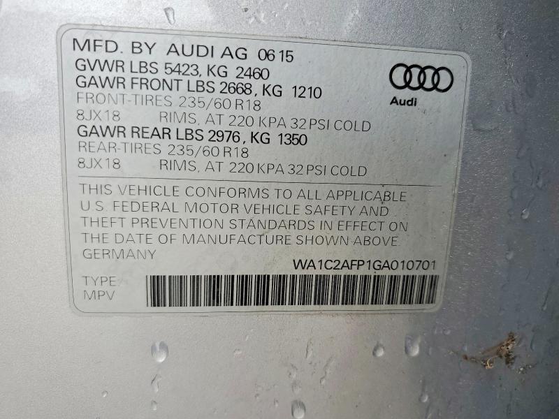 Продажа на аукционе авто 2016 Audi Q5, vin: WA1C2AFP1GA010701, номер лота: 57782486