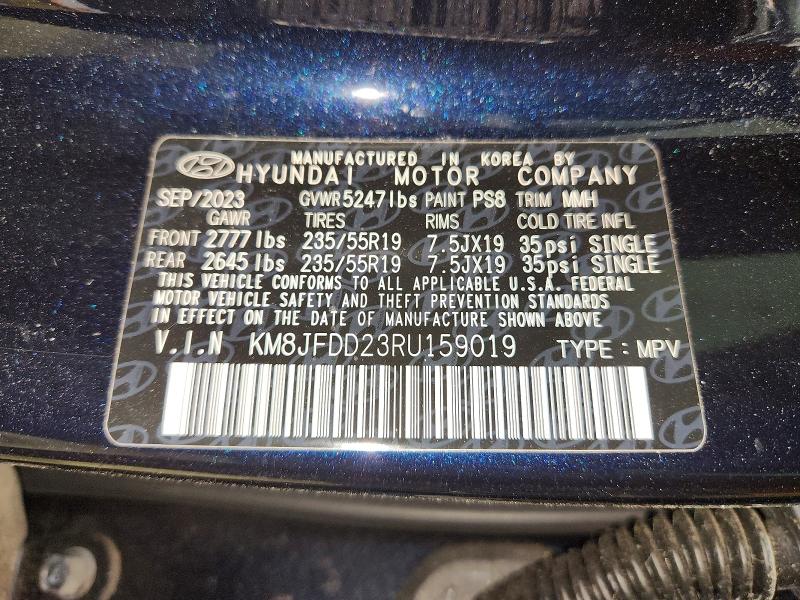 2024 Hyundai Tucson მანქანა იყიდება აუქციონზე, vin: KM8JFDD23RU159019, აუქციონის ნომერი: 55579386