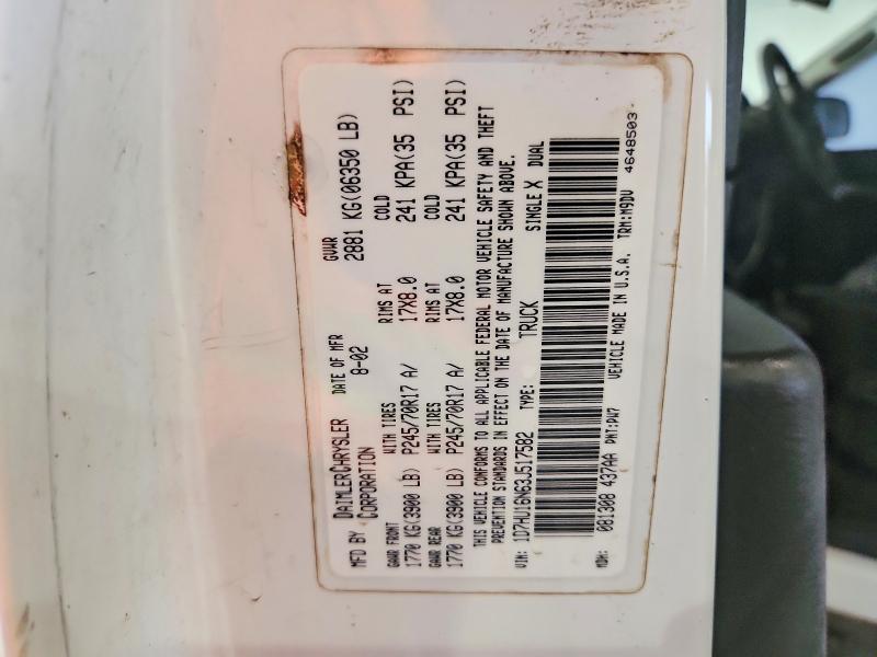 2003 Dodge Ram 1500 მანქანა იყიდება აუქციონზე, vin: 1D7HU16N63J517582, აუქციონის ნომერი: 57264906