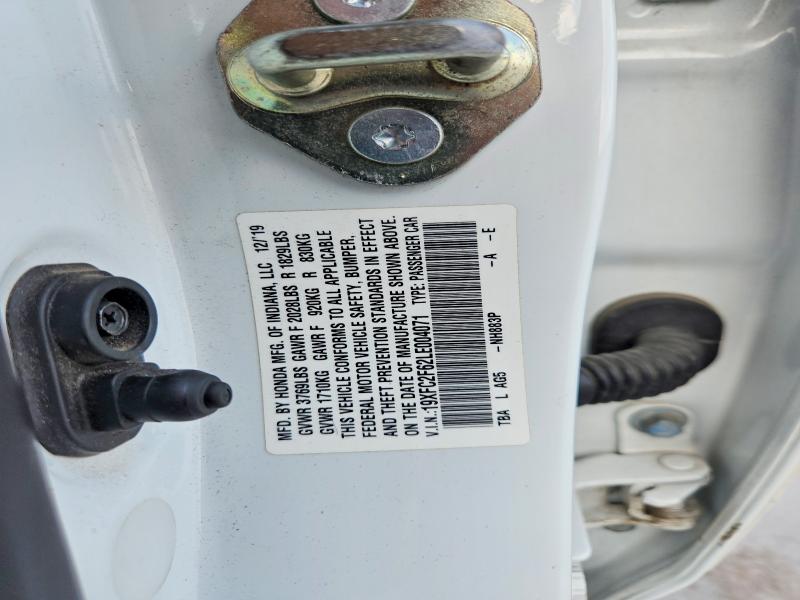 Aukcja sprzedaży 2020 Honda Civic, vin: 19XFC2F62LE004071, numer aukcji: 52408616