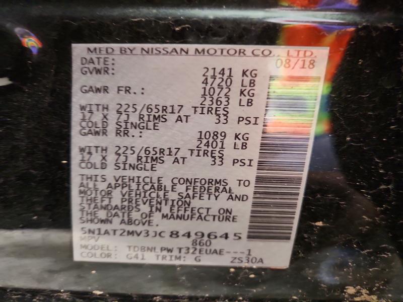 2018 Nissan Rogue მანქანა იყიდება აუქციონზე, vin: 5N1AT2MV3JC849645, აუქციონის ნომერი: 59134956
