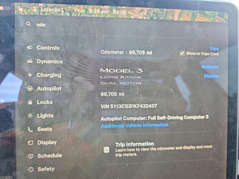 Продаж на аукціоні авто 2019 Tesla Model 3, vin: 5YJ3E1EB1KF432437, номер лоту: 57610396