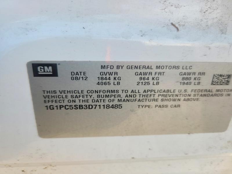 56443596 :رقم المزاد ، 1G1PC5SB3D7118485 vin ، 2013 Chevrolet Cruze مزاد بيع